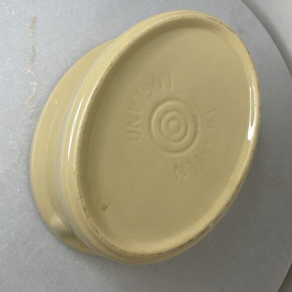 VTG TG Green Made England Pottery Dish L Crockery Bowl Mustard Color Earthenware - Picture 3 of 9